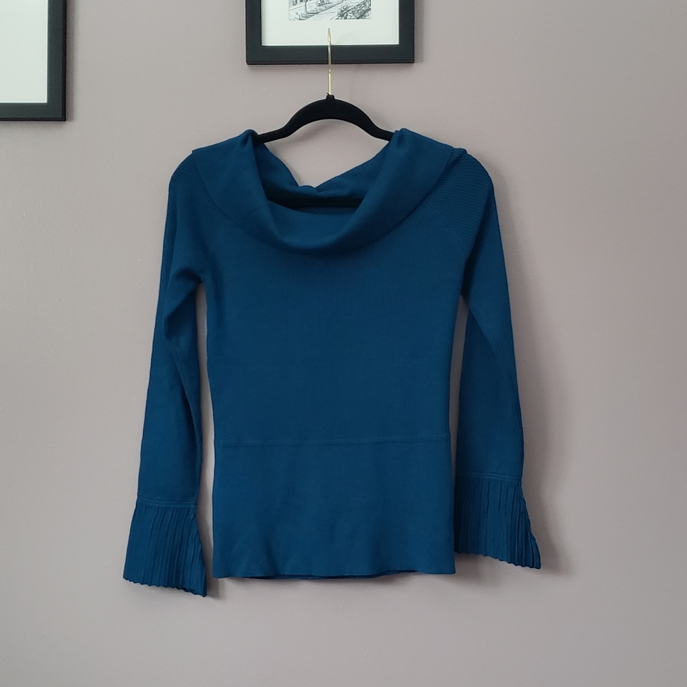 Ribbed Cowl Neck Sweater